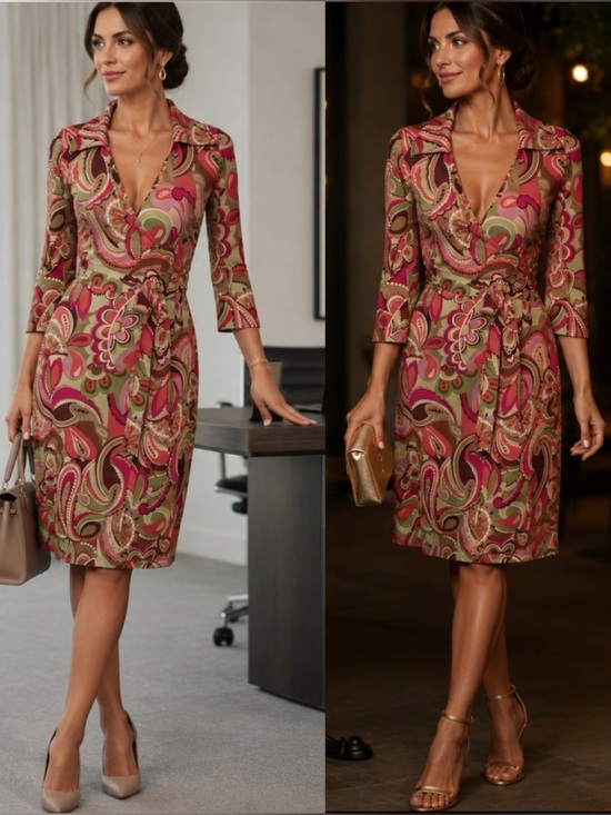 RUBY Dresses & Skirts - RUBY SIZE 2 RETRO‎ VINTAGE WRAP AROUND MIDI Long Sleeve DRESS. Y2K,hippie